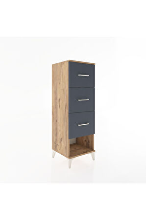 Hyperion Dolap 3 Çekmeceli 44x44x134 Çam-Antrasit