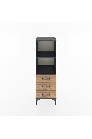 Hyperion Dolap 2 Raflı 3 Çekmeceli 44x44x134 Antrasit-Çam
