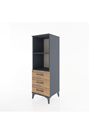 Hyperion Dolap 2 Raflı 3 Çekmeceli 44x44x134 Antrasit-Çam