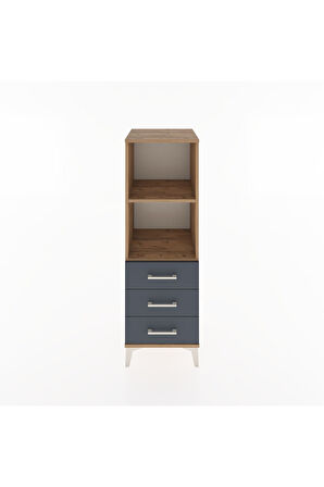 Hyperion Dolap 2 Raflı 3 Çekmeceli 44x44x134 Çam-Antrasit