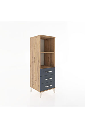 Hyperion Dolap 2 Raflı 3 Çekmeceli 44x44x134 Çam-Antrasit