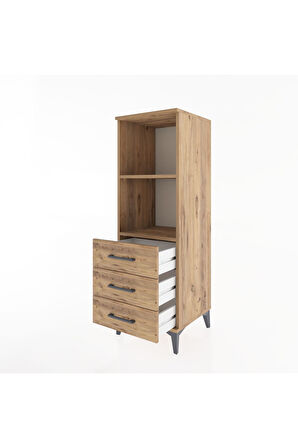 Hyperion Dolap 2 Raflı 3 Çekmeceli 44x44x134 Çam-Çam