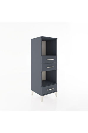 Hyperion Dolap 2 Raflı 3 Çekmeceli 44x44x134 Antrasit-Antrasit
