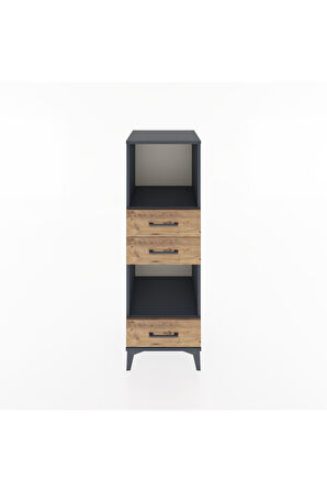 Hyperion Dolap 2 Raflı 3 Çekmeceli 44x44x134 Antrasit-Çam