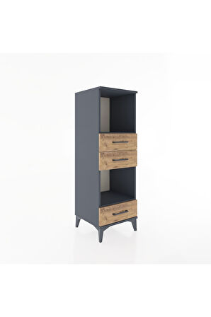 Hyperion Dolap 2 Raflı 3 Çekmeceli 44x44x134 Antrasit-Çam