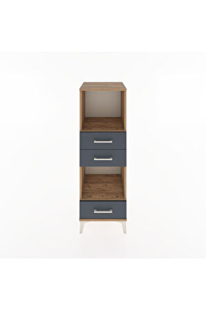 Hyperion Dolap 2 Raflı 3 Çekmeceli 44x44x134 Çam-Antrasit