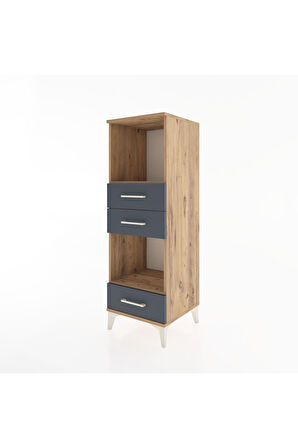 Hyperion Dolap 2 Raflı 3 Çekmeceli 44x44x134 Çam-Antrasit
