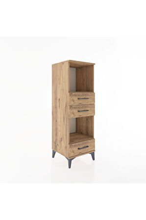 Hyperion Dolap 2 Raflı 3 Çekmeceli 44x44x134 Çam-Çam