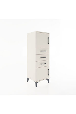Hyperion Dolap Tek Raflı 3 Çekmeceli 2 Kapaklı 44x44x134 Aytaşı-Aytaşı