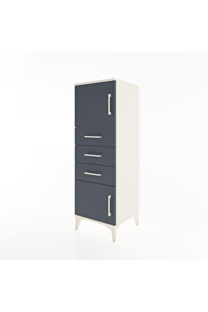 Hyperion Dolap Tek Raflı 3 Çekmeceli 2 Kapaklı 44x44x134 Aytaşı-Antrasit
