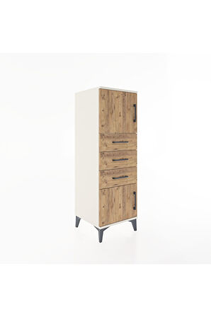 Hyperion Dolap Tek Raflı 3 Çekmeceli 2 Kapaklı 44x44x134 Aytaşı-Çam