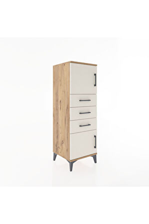 Hyperion Dolap Tek Raflı 3 Çekmeceli 2 Kapaklı 44x44x134 Çam-Aytaşı