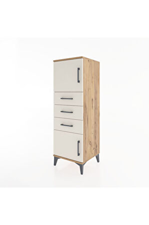 Hyperion Dolap Tek Raflı 3 Çekmeceli 2 Kapaklı 44x44x134 Çam-Aytaşı