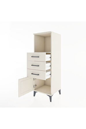 Hyperion Dolap Tek Raflı 3 Çekmeceli Tek Kapaklı 44x44x134 Aytaşı-Aytaşı