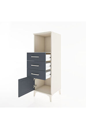 Hyperion Dolap Tek Raflı 3 Çekmeceli Tek Kapaklı 44x44x134 Aytaşı-Antrasit