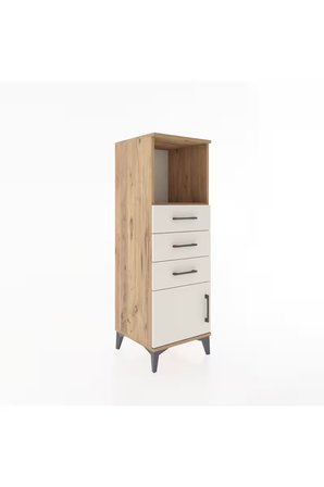 Hyperion Dolap Tek Raflı 3 Çekmeceli Tek Kapaklı 44x44x134 Çam-Aytaşı