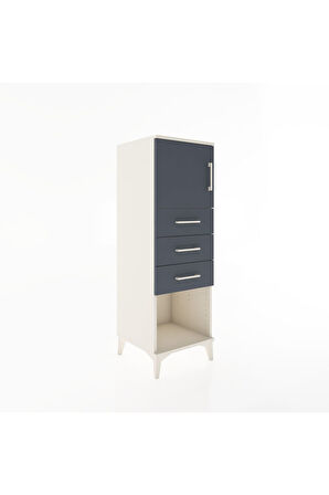 Hyperion Dolap Tek Raflı 3 Çekmeceli Tek Kapaklı 44x44x134 Aytaşı-Antrasit