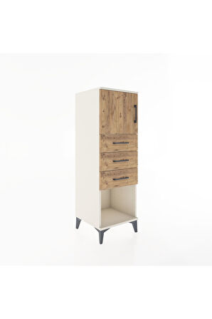 Hyperion Dolap Tek Raflı 3 Çekmeceli Tek Kapaklı 44x44x134 Aytaşı-Çam