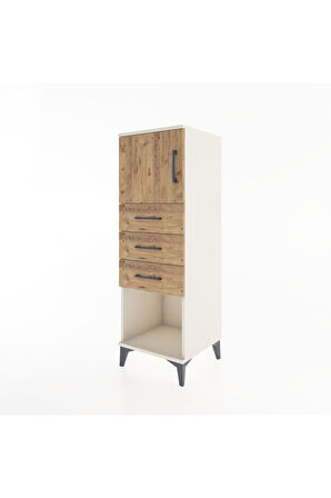 Hyperion Dolap Tek Raflı 3 Çekmeceli Tek Kapaklı 44x44x134 Aytaşı-Çam