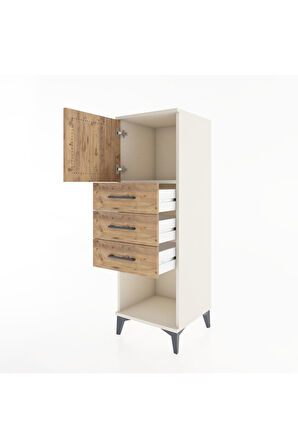 Hyperion Dolap Tek Raflı 3 Çekmeceli Tek Kapaklı 44x44x134 Aytaşı-Çam