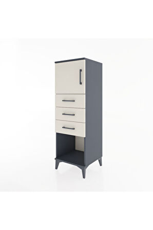Hyperion Dolap Tek Raflı 3 Çekmeceli Tek Kapaklı 44x44x134 Antrasit-Aytaşı