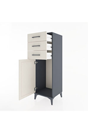 Hyperion Dolap 3 Çekmeceli Tek Kapaklı 44x44x134 Antrasit-Aytaşı