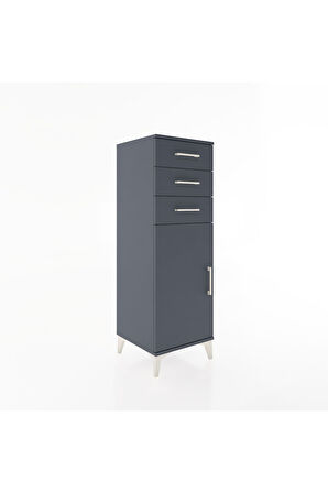 Hyperion Dolap 3 Çekmeceli Tek Kapaklı 44x44x134 Antrasit-Antrasit