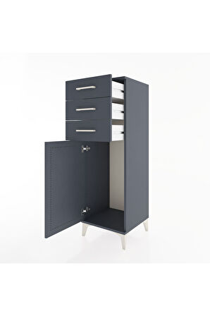 Hyperion Dolap 3 Çekmeceli Tek Kapaklı 44x44x134 Antrasit-Antrasit