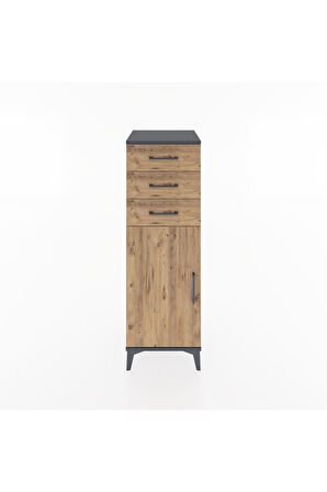 Hyperion Dolap 3 Çekmeceli Tek Kapaklı 44x44x134 Antrasit-Çam