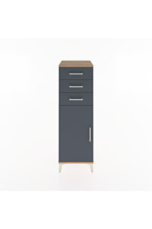 Hyperion Dolap 3 Çekmeceli Tek Kapaklı 44x44x134 Çam-Antrasit