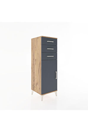 Hyperion Dolap 3 Çekmeceli Tek Kapaklı 44x44x134 Çam-Antrasit
