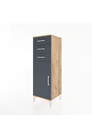 Hyperion Dolap 3 Çekmeceli Tek Kapaklı 44x44x134 Çam-Antrasit