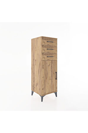 Hyperion Dolap 3 Çekmeceli Tek Kapaklı 44x44x134 Çam-Çam