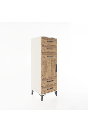 Hyperion Dolap Tek Raflı 5 Çekmeceli Tek Kapaklı 44x44x134 Aytaşı-Çam