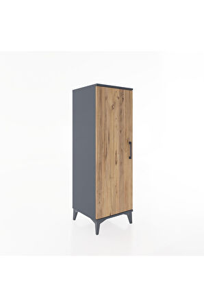 Hyperion Dolap Tek Kapaklı Tek Askılı 44x44x134 Antrasit-Çam