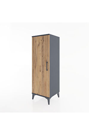 Hyperion Dolap Tek Kapaklı Tek Askılı 44x44x134 Antrasit-Çam