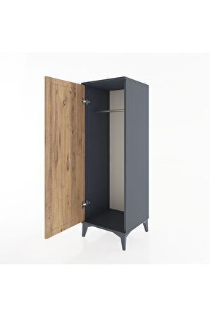 Hyperion Dolap Tek Kapaklı Tek Askılı 44x44x134 Antrasit-Çam