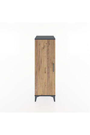 Hyperion Dolap Tek Raflı Tek Kapaklı Tek Askılı 44x44x134 Antrasit-Çam