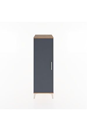 Hyperion Dolap Tek Raflı Tek Kapaklı Tek Askılı 44x44x134 Çam-Antrasit