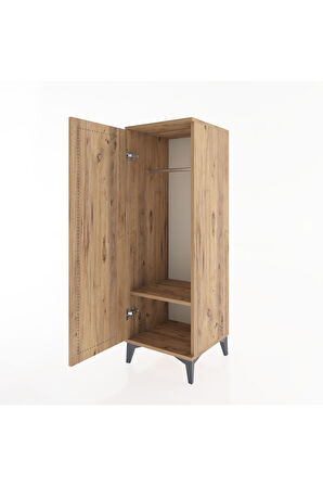 Hyperion Dolap Tek Raflı Tek Kapaklı Tek Askılı 44x44x134 Çam-Çam