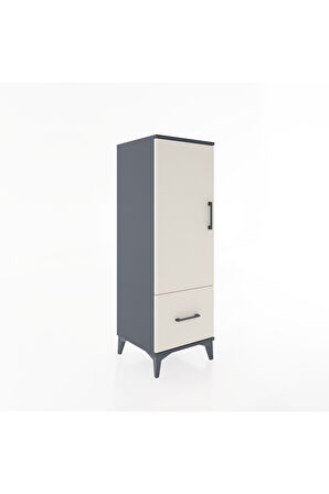 Hyperion Dolap Tek Raflı Tek Çekmeceli Tek Askılı 44x44x134 Antrasit-Aytaşı