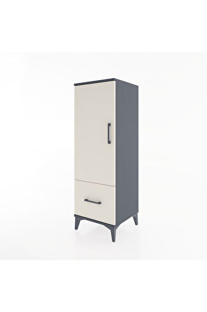 Hyperion Dolap Tek Raflı Tek Çekmeceli Tek Askılı 44x44x134 Antrasit-Aytaşı