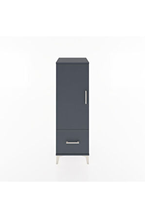 Hyperion Dolap Tek Raflı Tek Çekmeceli Tek Askılı 44x44x134 Antrasit-Antrasit