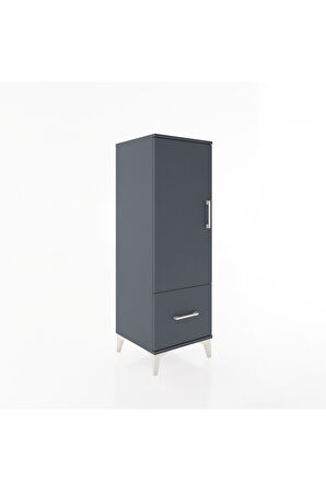 Hyperion Dolap Tek Raflı Tek Çekmeceli Tek Askılı 44x44x134 Antrasit-Antrasit