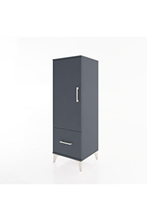 Hyperion Dolap Tek Raflı Tek Çekmeceli Tek Askılı 44x44x134 Antrasit-Antrasit