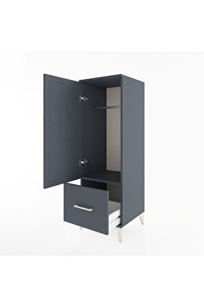 Hyperion Dolap Tek Raflı Tek Çekmeceli Tek Askılı 44x44x134 Antrasit-Antrasit