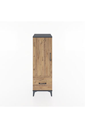 Hyperion Dolap Tek Raflı Tek Çekmeceli Tek Askılı 44x44x134 Antrasit-Çam