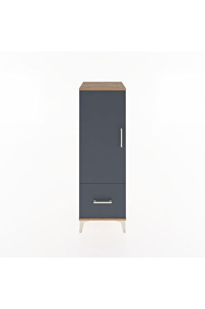 Hyperion Dolap Tek Raflı Tek Çekmeceli Tek Askılı 44x44x134 Çam-Antrasit