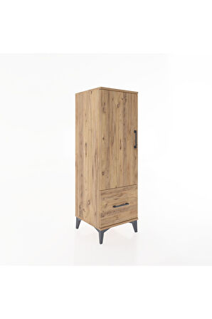 Hyperion Dolap Tek Raflı Tek Çekmeceli Tek Askılı 44x44x134 Çam-Çam
