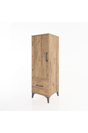Hyperion Dolap Tek Raflı Tek Çekmeceli Tek Askılı 44x44x134 Çam-Çam